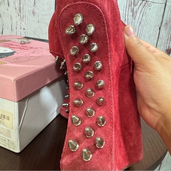 Jeffrey Campbell Night Envi Studded Platform Mary Janes Women’s 6.5 Suede Red - Picture 2 of 15